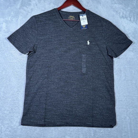 Polo Ralph Lauren Other - Polo Ralph Lauren Shirt Mens Medium Black Heather V Neck Pony Logo Short Sleeve